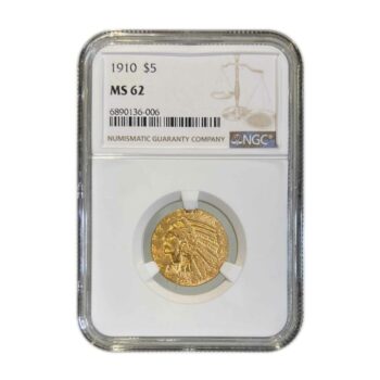 1910 $5 Gold Indian NGC MS62