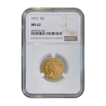 1911 $5 Gold Indian NGC MS62