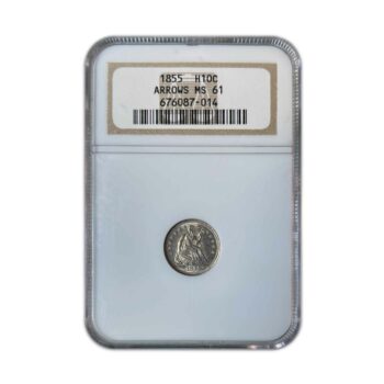 1855 Half Dime Arrows NGC MS61